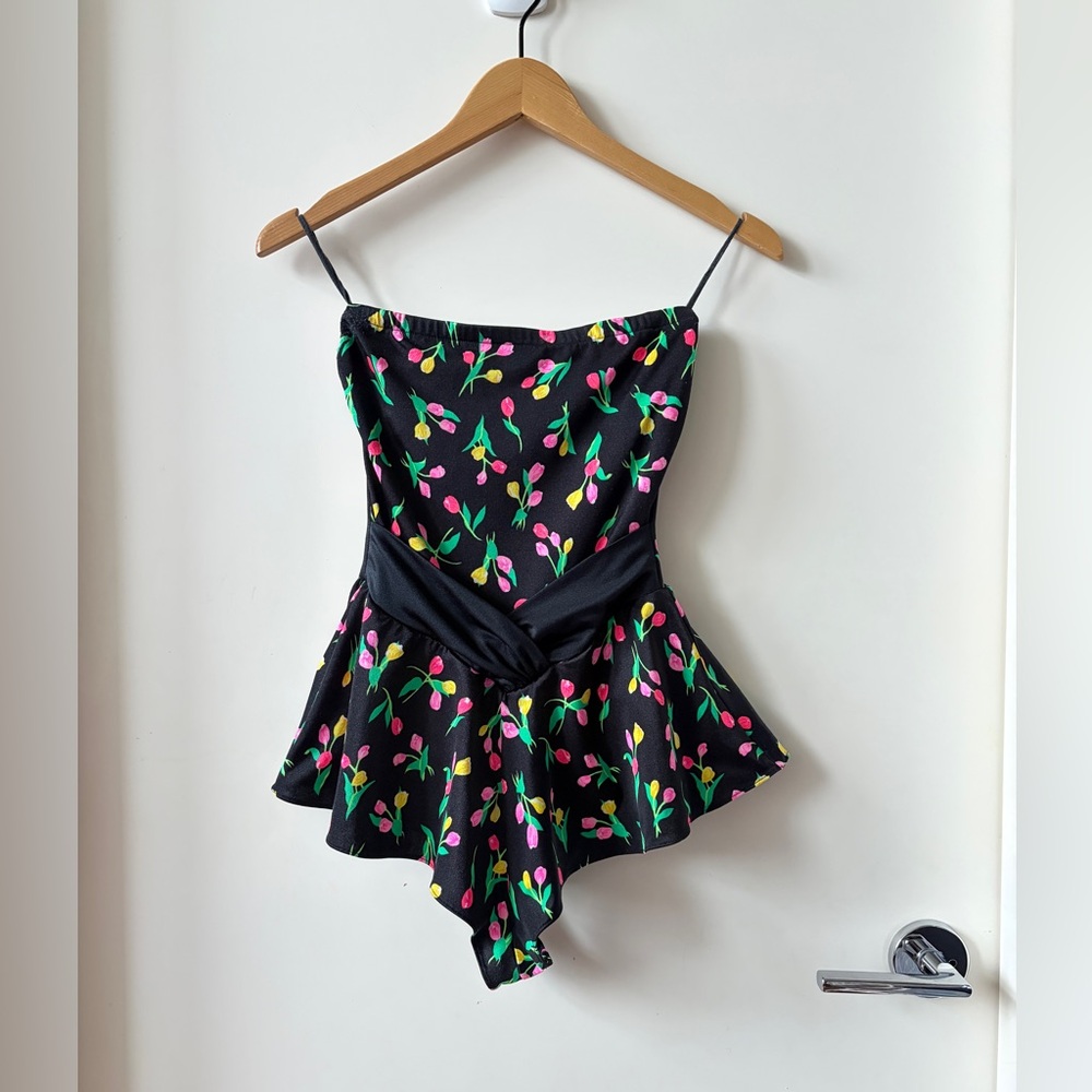 Vintage Gabar Floral Peplum Skirted Swimsuit